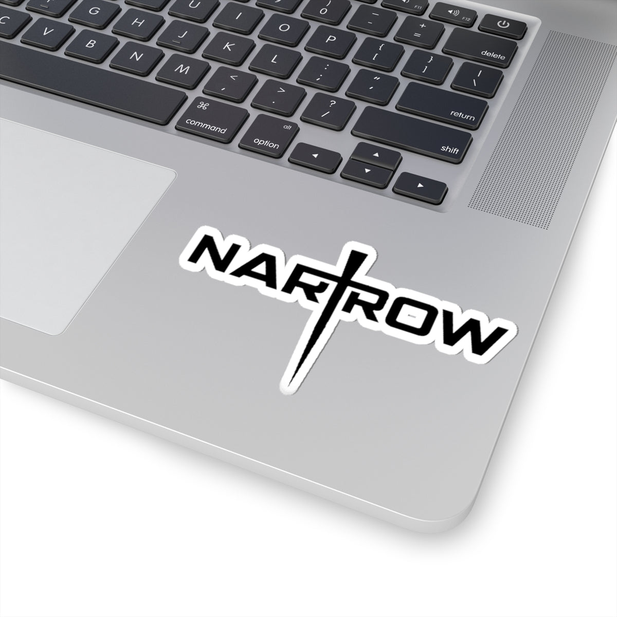 Narrow Sword Logo Kiss-Cut Sticker — Black Vinyl Decal for Laptops & Gear